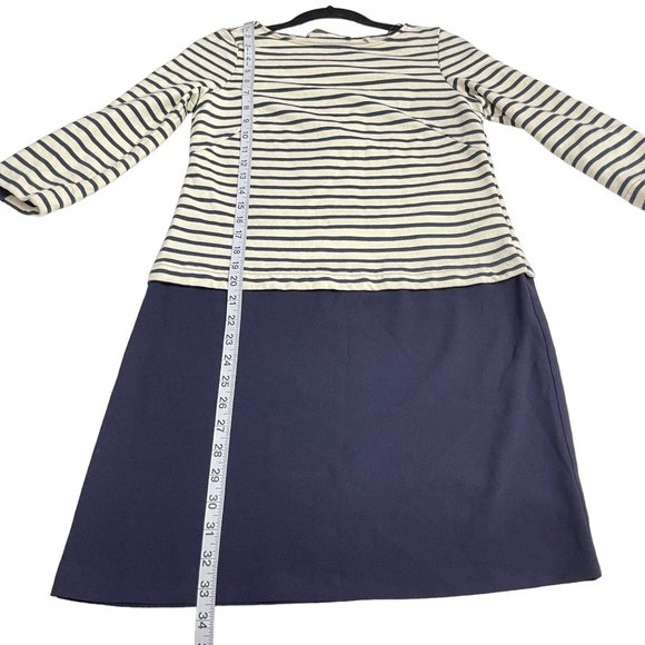 Zara Basic Women's  3/4 Sleeve Striped Navy Blue Mini Dress Size XS - Picture 7 of 11